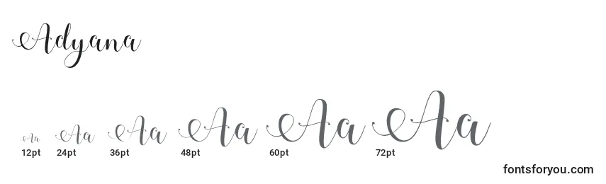 Adyana Font Sizes