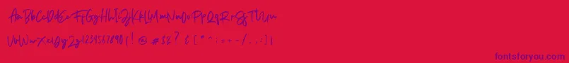 Aedesty Personal Use-Schriftart – Violette Schriften auf rotem Hintergrund