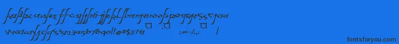 aelfa-Schriftart – Schwarze Schriften auf blauem Hintergrund