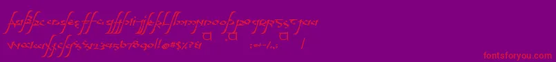 aelfa-Schriftart – Rote Schriften auf violettem Hintergrund