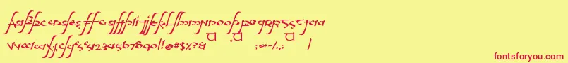 aelfa-fontti – punaiset fontit keltaisella taustalla