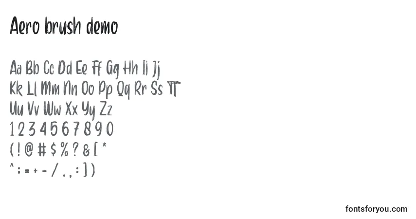 Шрифт Aero brush demo (118797) – алфавит, цифры, специальные символы