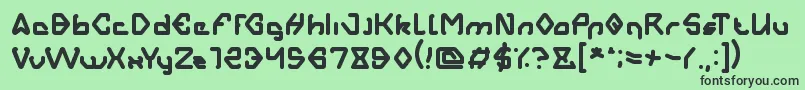 AERO DYNAMIC-fontti – mustat fontit vihreällä taustalla