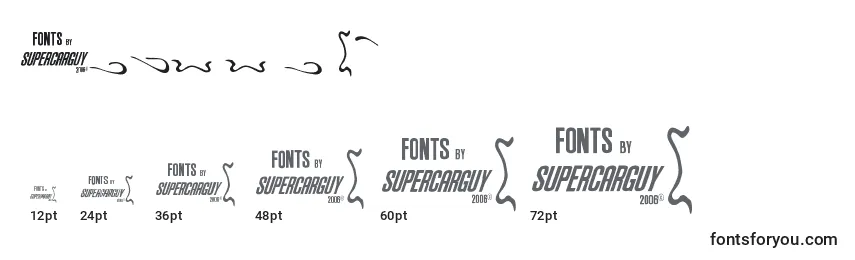 Größen der Schriftart Aero Font One Swash