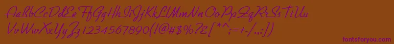 Gilliesgotdlig-Schriftart – Violette Schriften auf braunem Hintergrund
