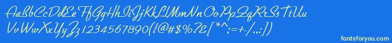 Gilliesgotdlig Font – Yellow Fonts on Blue Background