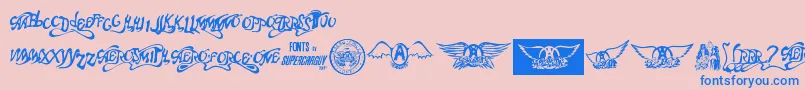 Aero Font One-Schriftart – Blaue Schriften auf rosa Hintergrund