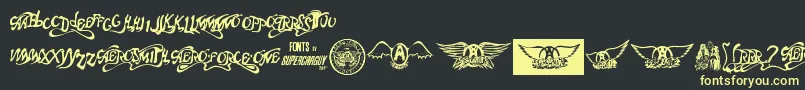Fonte Aero Font One – fontes amarelas em um fundo preto