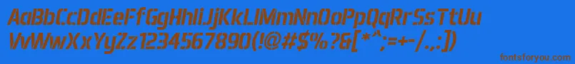 Шрифт Aero Matics Stencil Bold Italic – коричневые шрифты на синем фоне