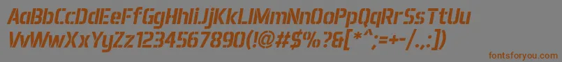Aero Matics Stencil Bold Italic Font – Brown Fonts on Gray Background
