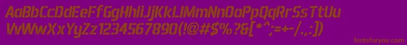 Aero Matics Stencil Bold Italic Font – Brown Fonts on Purple Background