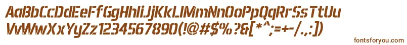 Aero Matics Stencil Bold Italic Font – Brown Fonts on White Background