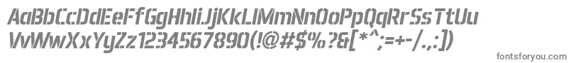フォントAero Matics Stencil Bold Italic – 白い背景に灰色の文字