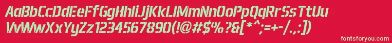 フォントAero Matics Stencil Bold Italic – 赤い背景に緑の文字