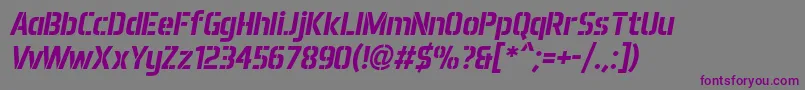 フォントAero Matics Stencil Bold Italic – 紫色のフォント、灰色の背景