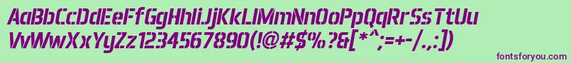 Aero Matics Stencil Bold Italic Font – Purple Fonts on Green Background
