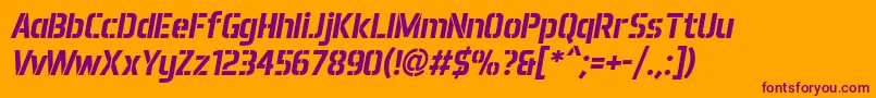 Aero Matics Stencil Bold Italic Font – Purple Fonts on Orange Background
