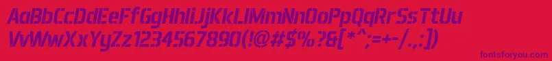 フォントAero Matics Stencil Bold Italic – 赤い背景に紫のフォント