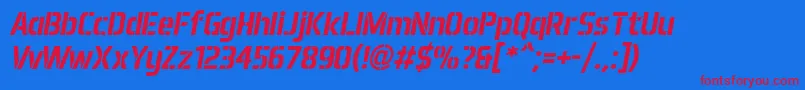 Aero Matics Stencil Bold Italic Font – Red Fonts on Blue Background