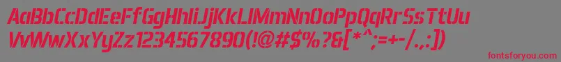 フォントAero Matics Stencil Bold Italic – 赤い文字の灰色の背景