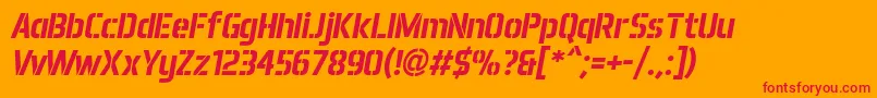 Aero Matics Stencil Bold Italic Font – Red Fonts on Orange Background