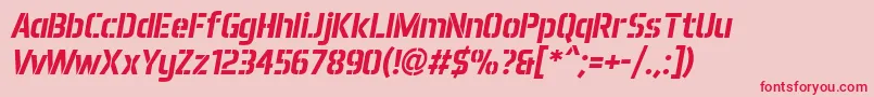 Aero Matics Stencil Bold Italic Font – Red Fonts on Pink Background
