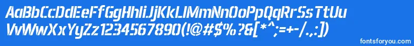 Aero Matics Stencil Bold Italic Font – White Fonts on Blue Background