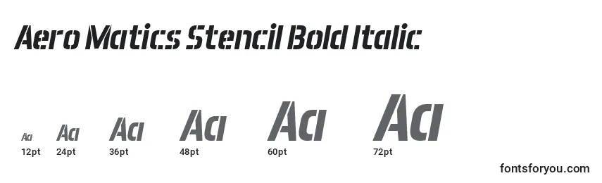 Tamaños de fuente Aero Matics Stencil Bold Italic