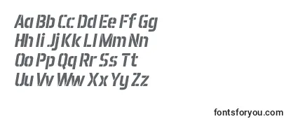 Revisão da fonte Aero Matics Stencil Bold Italic