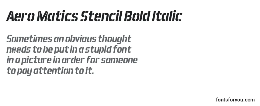 Schriftart Aero Matics Stencil Bold Italic