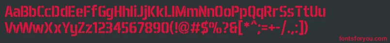フォントAero Matics Stencil Bold – 黒い背景に赤い文字