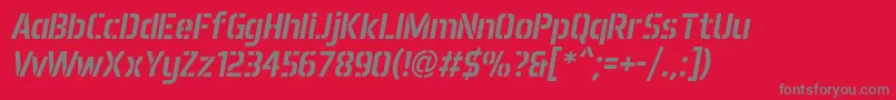フォントAero Matics Stencil Italic – 赤い背景に灰色の文字
