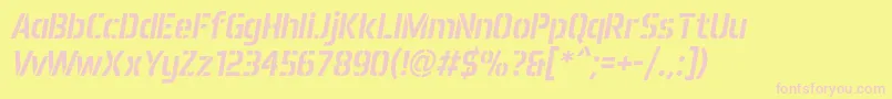 Aero Matics Stencil Italic Font – Pink Fonts on Yellow Background