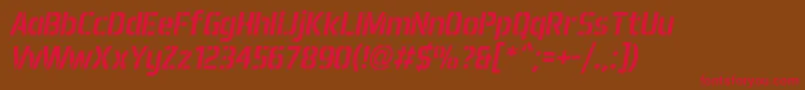 Aero Matics Stencil Italic Font – Red Fonts on Brown Background