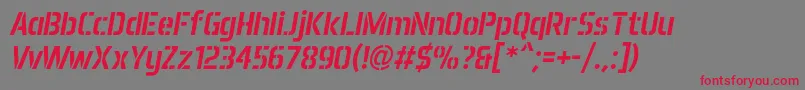 Aero Matics Stencil Italic Font – Red Fonts on Gray Background