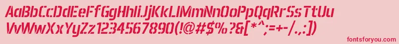 Aero Matics Stencil Italic Font – Red Fonts on Pink Background