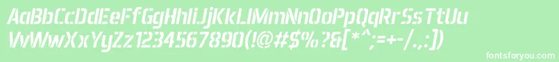 Aero Matics Stencil Italic Font – White Fonts on Green Background