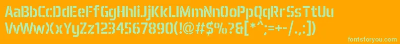 Aero Matics Stencil Regular Font – Green Fonts on Orange Background