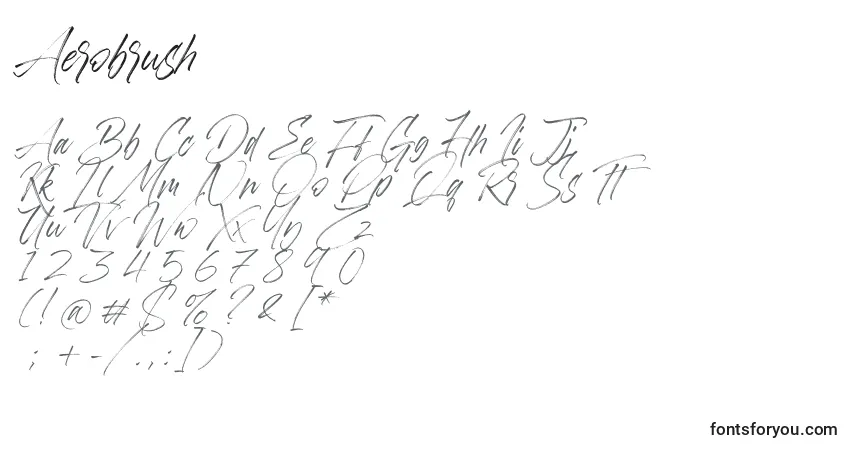 Шрифт Aerobrush – алфавит, цифры, специальные символы