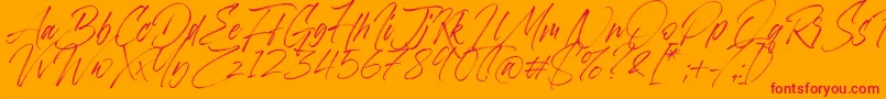 Aerobrush-Schriftart – Rote Schriften auf orangefarbenem Hintergrund