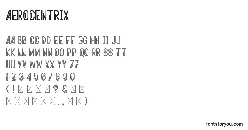 Fuente Aerocentrix - alfabeto, números, caracteres especiales