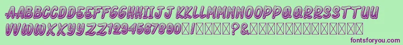 フォントAeromusKirho – 緑の背景に紫のフォント
