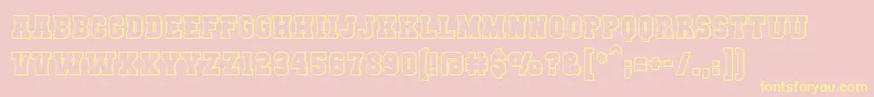 Mutantacademydcbb-Schriftart – Gelbe Schriften auf rosa Hintergrund