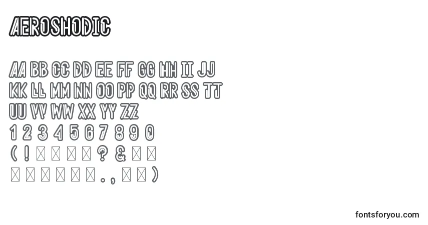 Schriftart Aeroshodic – Alphabet, Zahlen, spezielle Symbole