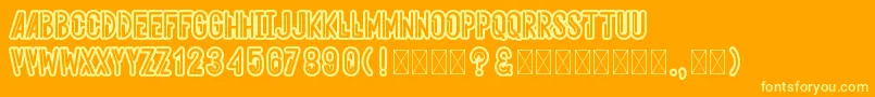 Weitere Informationen zur Aeroshodic-Schriftart Aeroshodic-Schriftart – Gelbe Schriften auf orangefarbenem Hintergrund