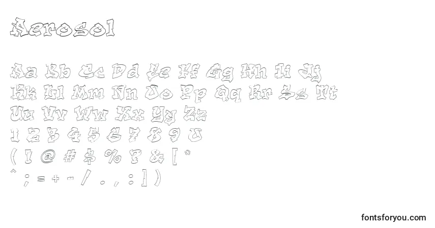 Schriftart Aerosol (118811) – Alphabet, Zahlen, spezielle Symbole