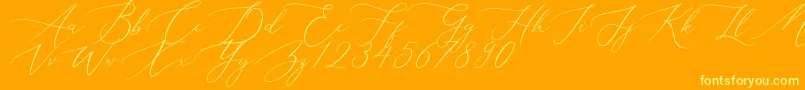 Aerotis-Schriftart – Gelbe Schriften auf orangefarbenem Hintergrund