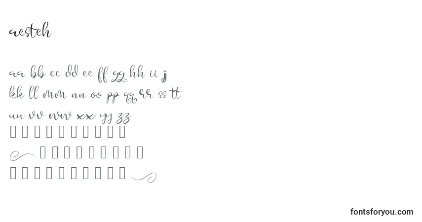 Шрифт Aesteh – алфавит, цифры, специальные символы