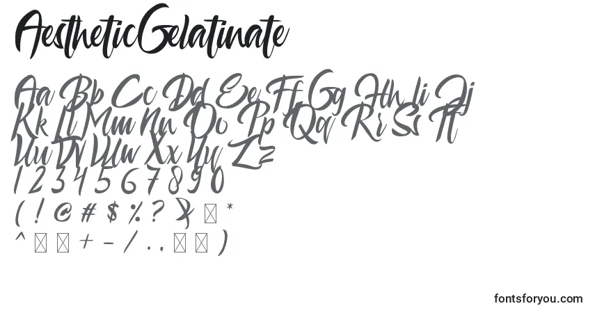 Schriftart AestheticGelatinate – Alphabet, Zahlen, spezielle Symbole