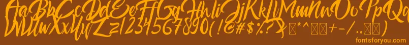 AestheticGelatinate-Schriftart – Orangefarbene Schriften auf braunem Hintergrund